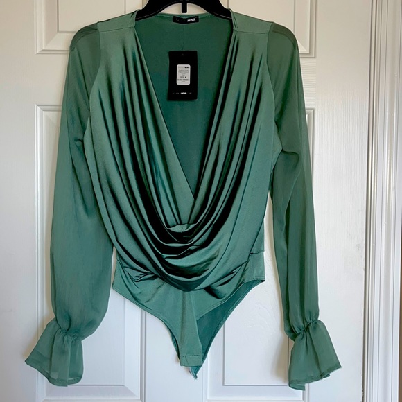 Fashion Nova Tops - FASHION NOVA - Size MEDIUM -Anything Could Draped Bodysuit